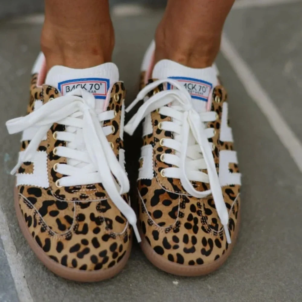 BACK 70 - CLOUD IN LEOPARD CAMEL WHITE SNEAKERS - Picture 1 of 12